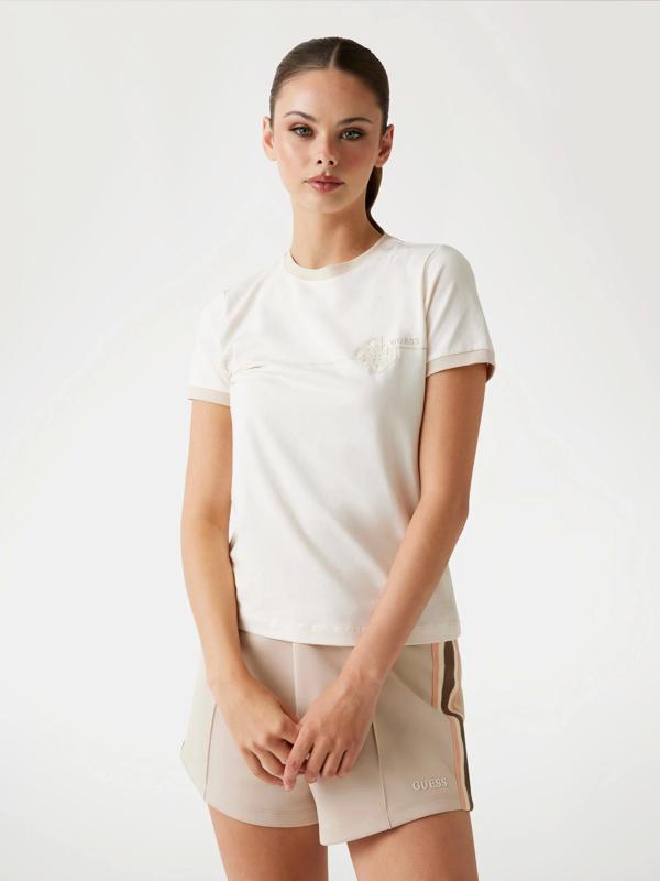 Guess Carmen Kadın Beyaz Aktif Slim Fit T-Shirt V5YI01J1314-G1O6 - Image 1