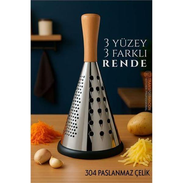El Rendesi - Konik Tip Ergonomik 3 Taraflı Profesyonel 304 Paslanmaz Çelik - Image 1