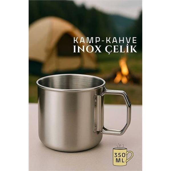 Inox Çelik Kamp Kupası - Inox Kamp Bardağı Profesyonel Inox Çelik 350 ml - Image 1