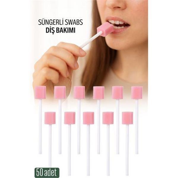 Süngerli Swab - Ağız ve Diş Bakım Çubuğu - 50 Adet - Image 1