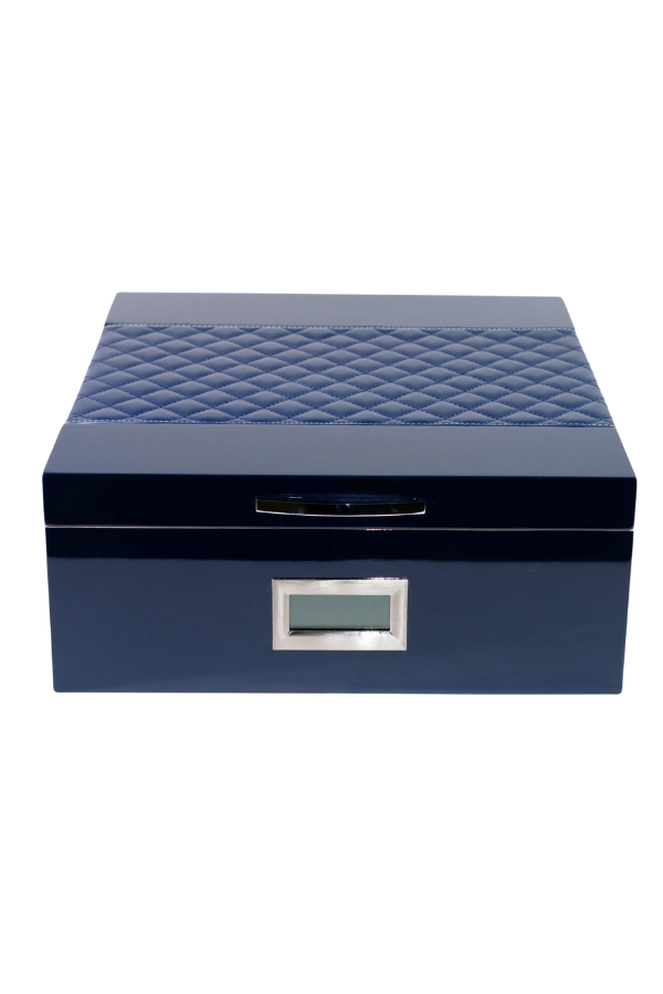 Parmida Siyah Deri Şeritli Çekmeceli Sedir Humidor Puro Kutusu - Image 1