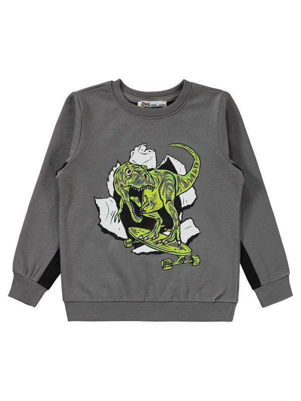 Civil Boys Dinozor Baskılı 2-5 Yaş Sweatshirt - Gri2-3 Yaş - Image 1