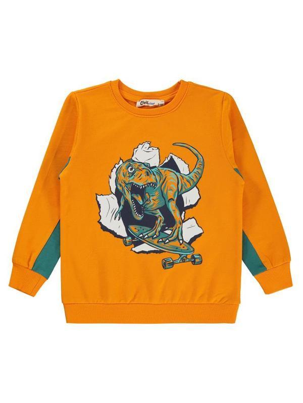 Civil Boys Dinozor Baskılı 2-5 Yaş Sweatshirt - Turuncu3-4 Yaş - Image 1