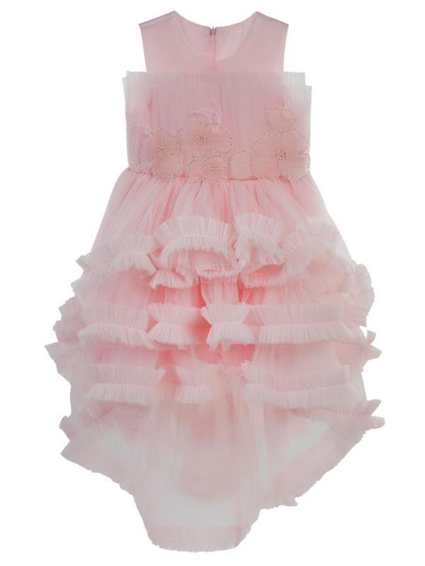 Civil Girls Kuyruklu Çiçekli 6-9 Yaş Abiye - Pembe9-10 Yaş - Image 1