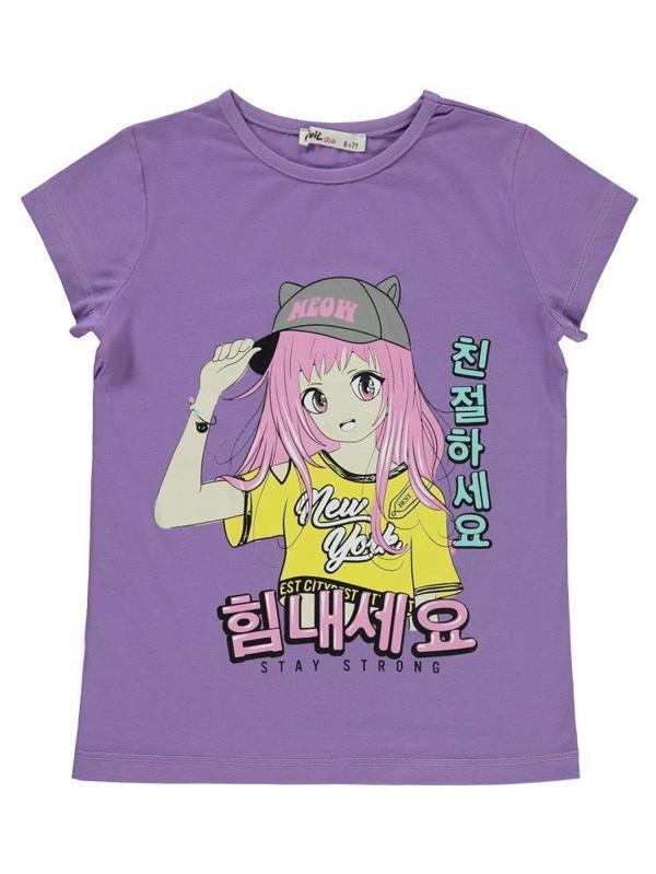 Civil Girls Anime Kız Baskılı 6-9 Yaş Tişört - Lila6-7 Yaş - Image 1