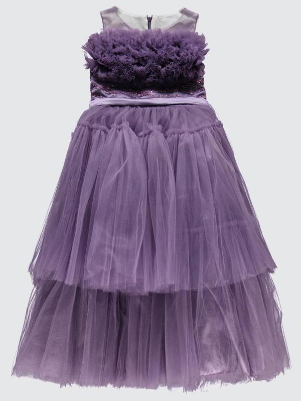 Civil Girls Robası Büzgülü 6-14 Yaş Abiye - Lila6-7 Yaş - Image 1