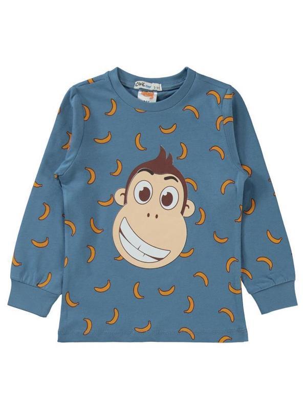 Kukuli Muz Empirme Baskılı 2-5 Yaş Pijama Takımı - Mavi4-5 Yaş - Image 1