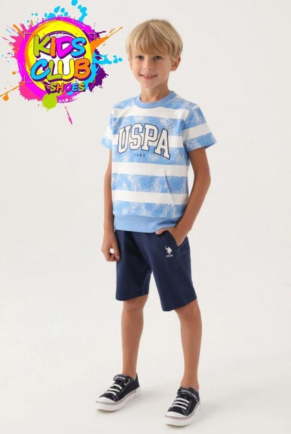 U.S. Polo Assn. Lisanslı US1701 Kangaroo T-Shirt ve Kapri Alt Üst Erkek Çocuk Takımı - Image 1