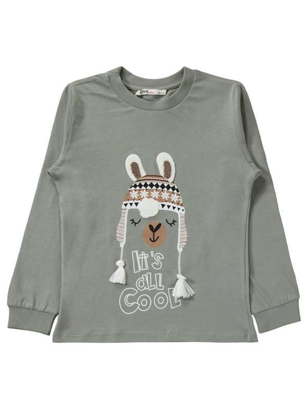Civil Girls Lama Nakışlı 6-9 Yaş Pijama Takımı - Gri7-8 Yaş - Image 1