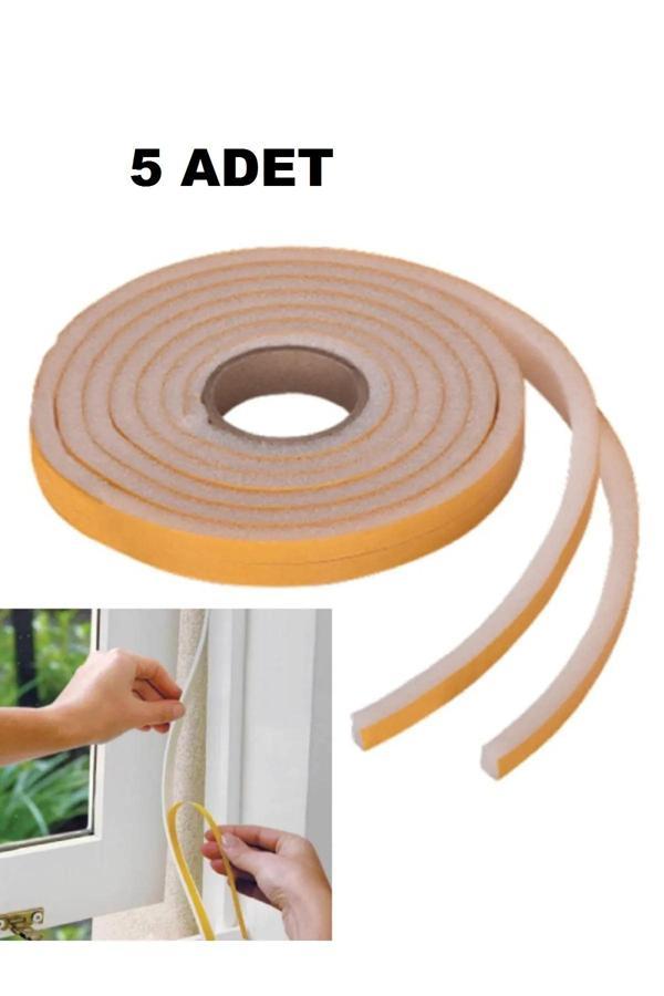 5 Adet Pencere Isı Yalıtım Süngeri Yapışkanlı Pencere Rüzgar Bandı (5 Adet x 5Metre) - Image 1