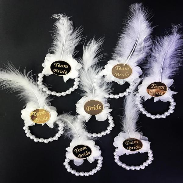 İncili Nedime Bilekliği Altın Pleksili Beyaz 7 Adet - Image 1