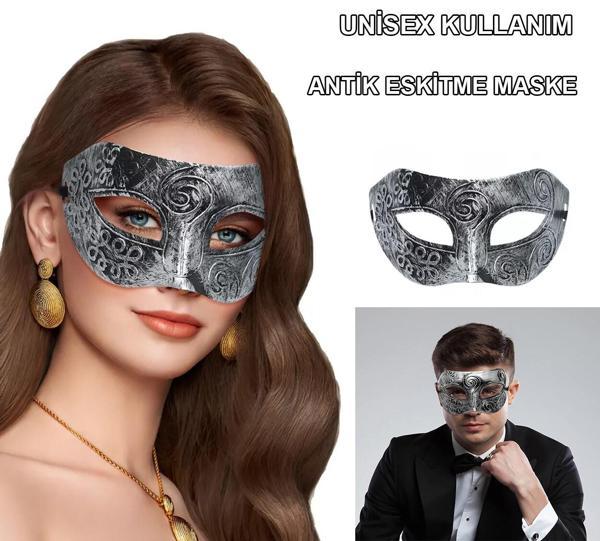 Gümüş Renk Antik Tarz Balo Maskesi  - Image 1