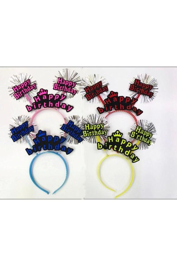 Happy Birthday Neon Renk Doğum Günü Tacı 12 Adet - Image 1