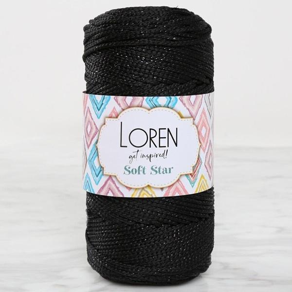 Loren Soft Star Makrome İpi Siyah Simli Siyah RM10 - Image 1