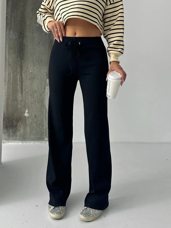 Fit comfort siyah salaş pantolon A6011 - Image 1