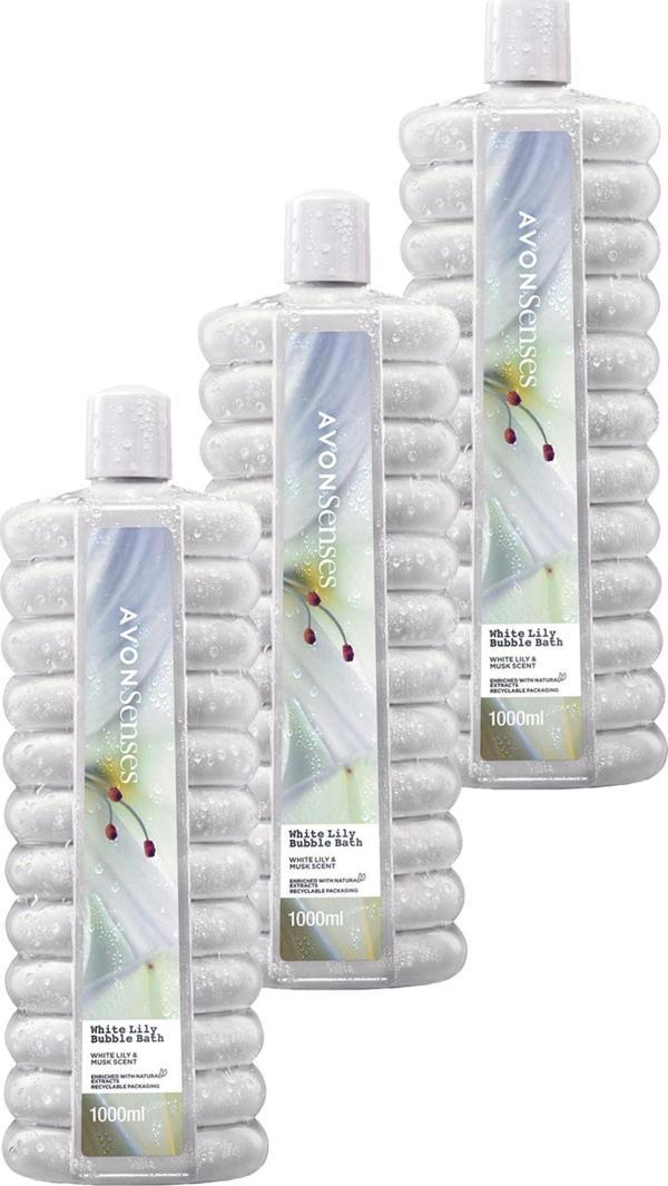 AVON Bubble Bath Beyaz Zambak Kokulu Banyo Köpüğü 1lt 3'lü Paket - Image 1