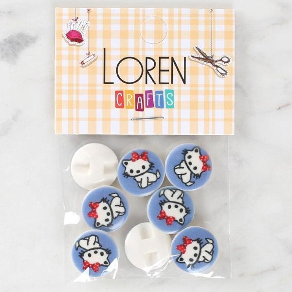 Loren Crafts 8'li Kedi Düğme - 1068 - Image 1
