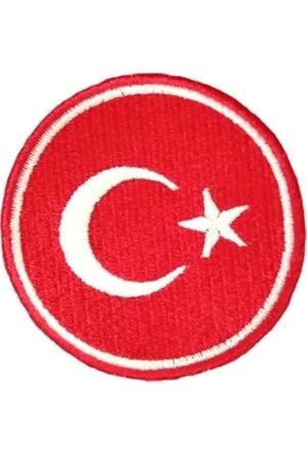 Aplike Ütü İle Yapışan Türk Bayrağı Yuvarlak Küçük Arma 3 cm - Image 1