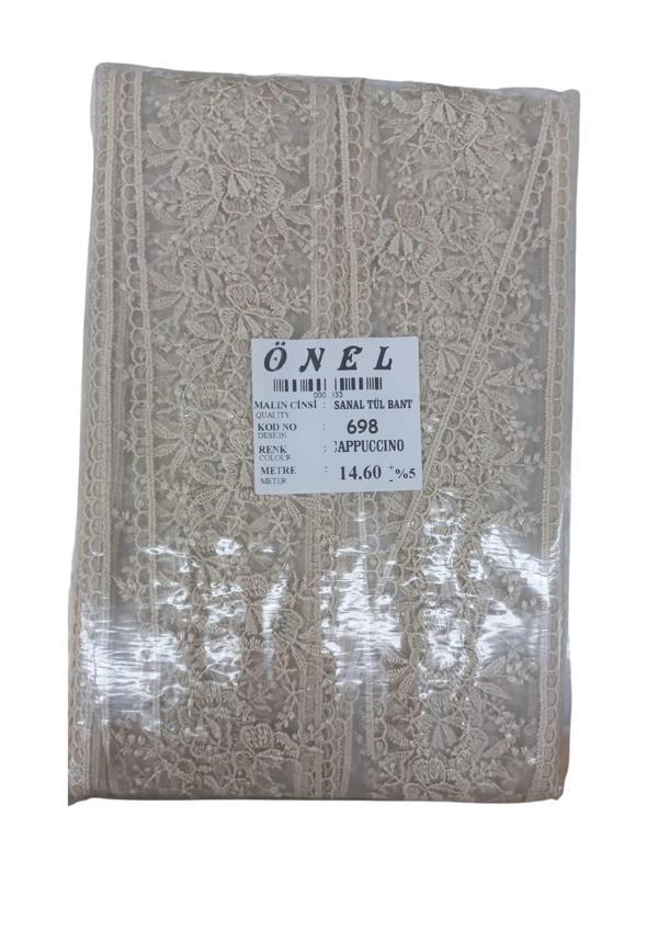 Dantel Polyester Sanal Tül Bant Cappucino 14,60 Metre En 6 cm ON-698-C - Image 1