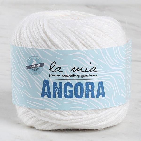 La Mia Angora 50gr Beyaz El Örgü İpi - L001 - 33804 - Image 1