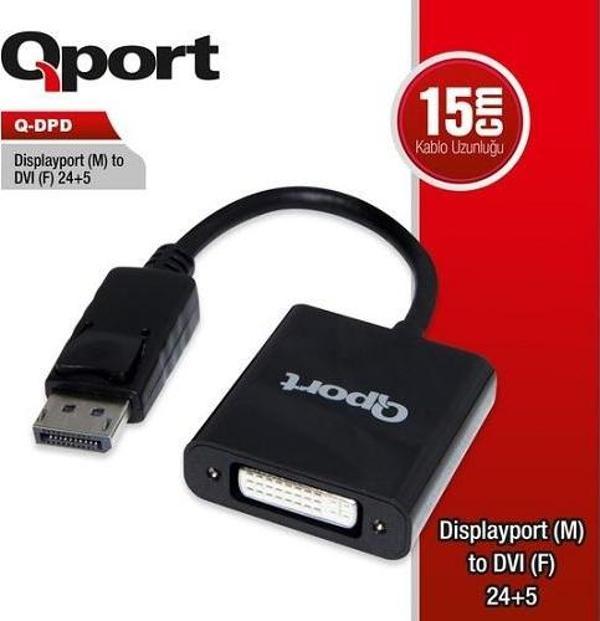 QPORT Q-DPD 0.15metre DP-DVI (24+5) Görüntü Adaptörü Beyaz 1080p - Image 1