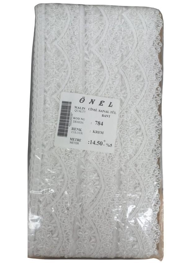 Dantel Polyester Sanal Tül Bant Krem 14,50 Metre En 3 cm ON-784-KR - Image 1