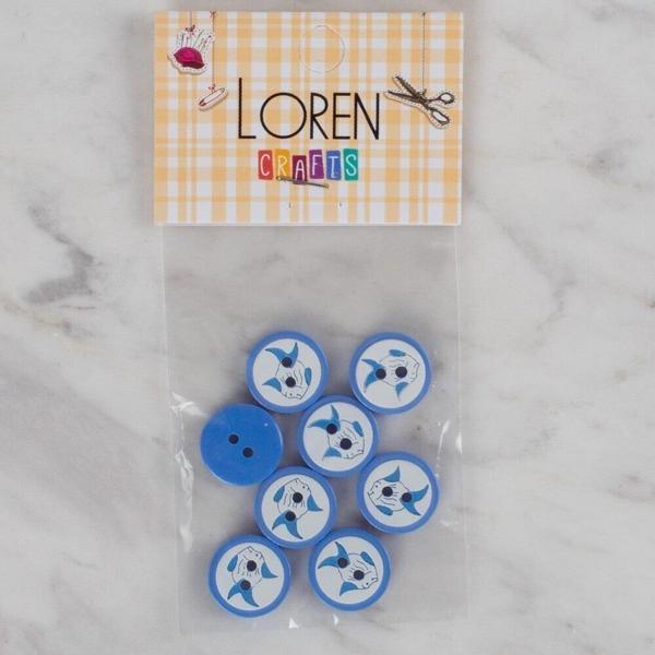 Loren Crafts koyu mavi 8 li balık düğme - 576 - Image 1