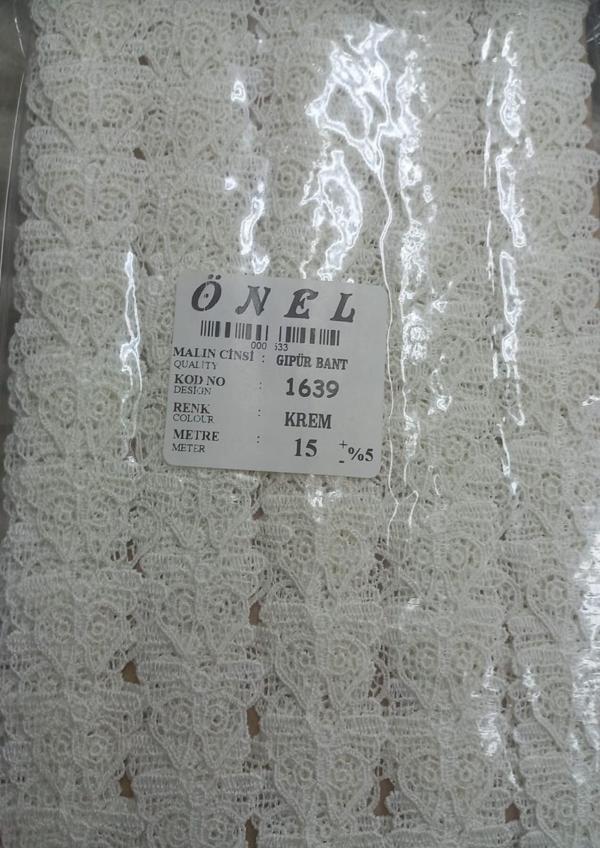 Dantel Polyester Güpür Bant Krem 15 Metre En 6 cm ON-1639-KR - Image 1