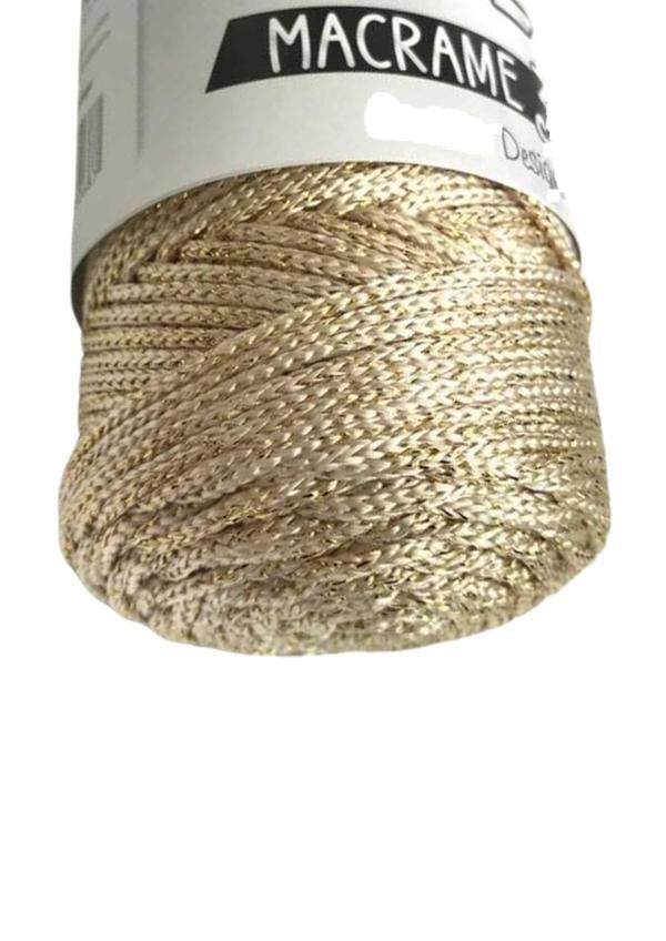 Makrome İpi 3mm Polyester Krem Simli - Image 1