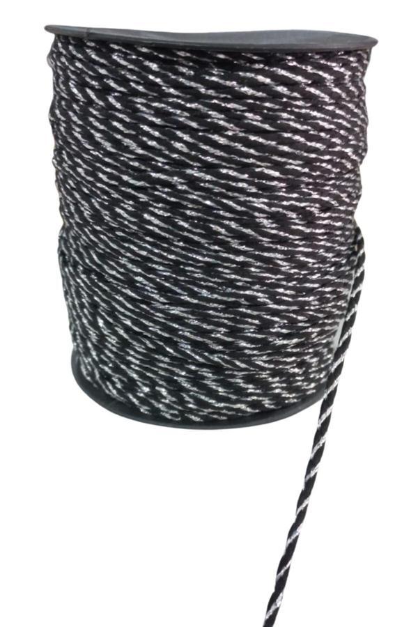 Bileklik ipi, Hediye Paketleme ipi, Şans, Bereket, Aşk, Şifa, Güç 5 mm Pamuk  5 metre Siyah - Image 1