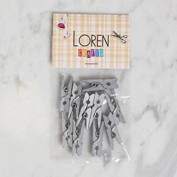 LOREN CRAFTS 10 LU GÜMÜŞ RENK MİNİ MANDAL - Image 1