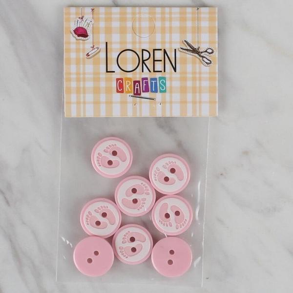 Loren Crafts pembe 8 li ayak izi düğme - 435 - Image 1