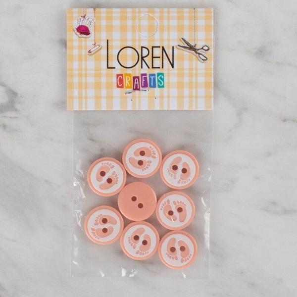 Loren Crafts yavruağzı 8 li ayak izi düğme - 434 - Image 1
