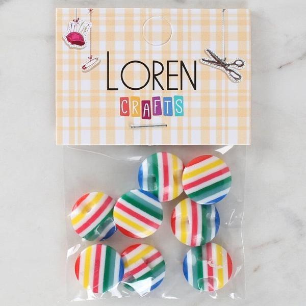 Loren Crafts 8'li Desenli Düğme - 1097 - Image 1