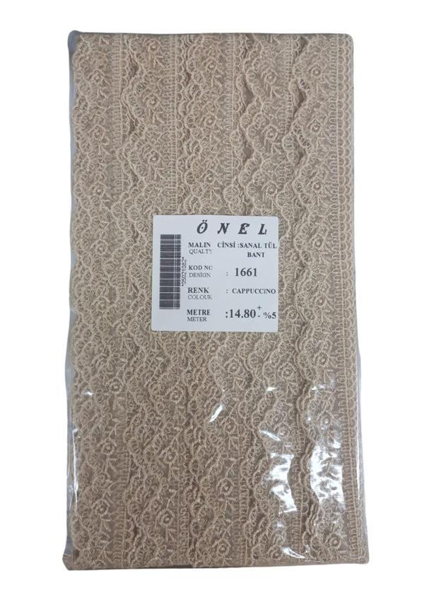 Dantel Polyester Sanal Tül Bant Cappucino 14,80 Metre En 6 cm ON-1661-C - Image 1