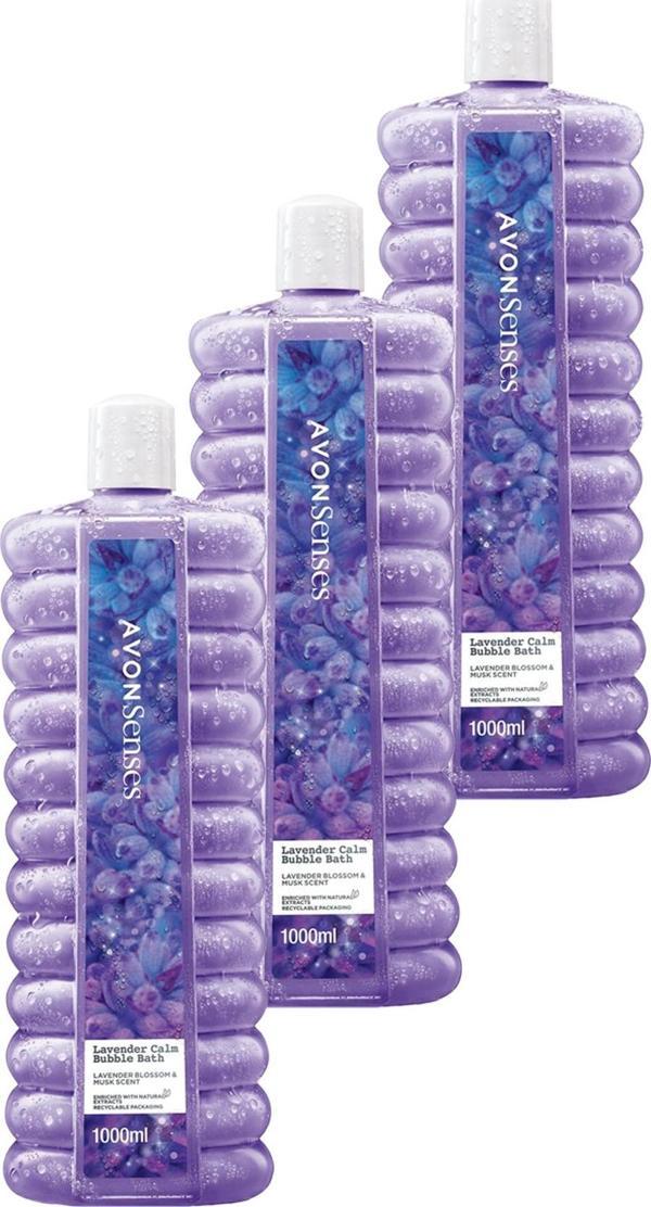 AVON Senses Lavender Calm Lavanta Kokulu Banyo Köpüğü 1 Lt. Üçlü Set - Image 1