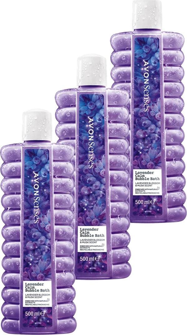 AVON Senses Lavender Calm Lavanta Kokulu Banyo Köpüğü 500 Ml. Üçlü Set - Image 1
