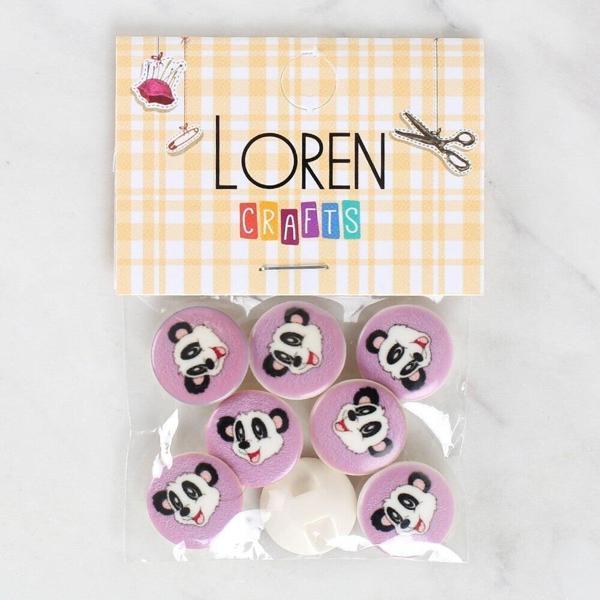 Loren Crafts 8'li Panda Düğme - 1055 - Image 1