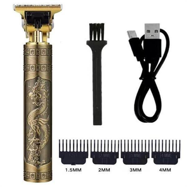 BUFFER® Vintage Görünümlü Güçlü 4 Farklı Başlıklı USB ŞarjlI Manuel Tıraş Makinası - Image 1
