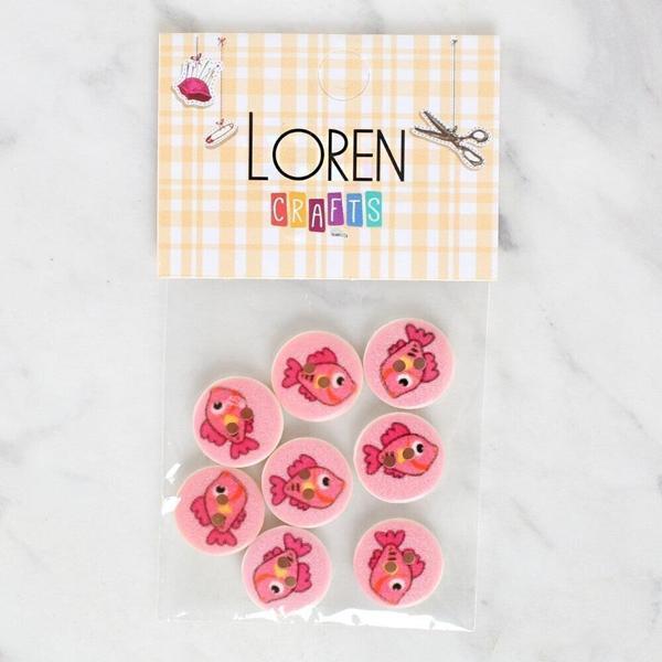 Loren Crafts 8'li Balık Düğme - 1156 - Image 1