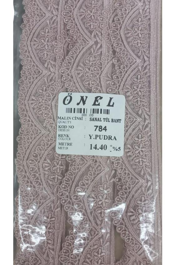Dantel Polyester Sanal Tül Bant Y.Pudra 14,40 Metre En 3 cm ON-784-PU - Image 1