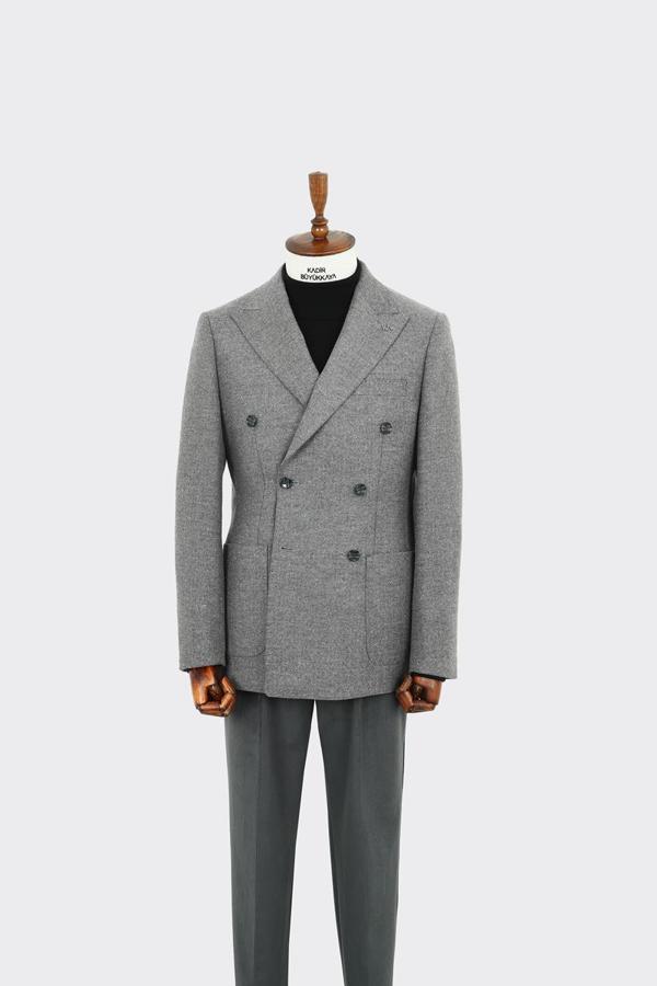 Modern Kesim Erkek Yün Ceket - Kruvaze Model-KAW5235W - Image 1