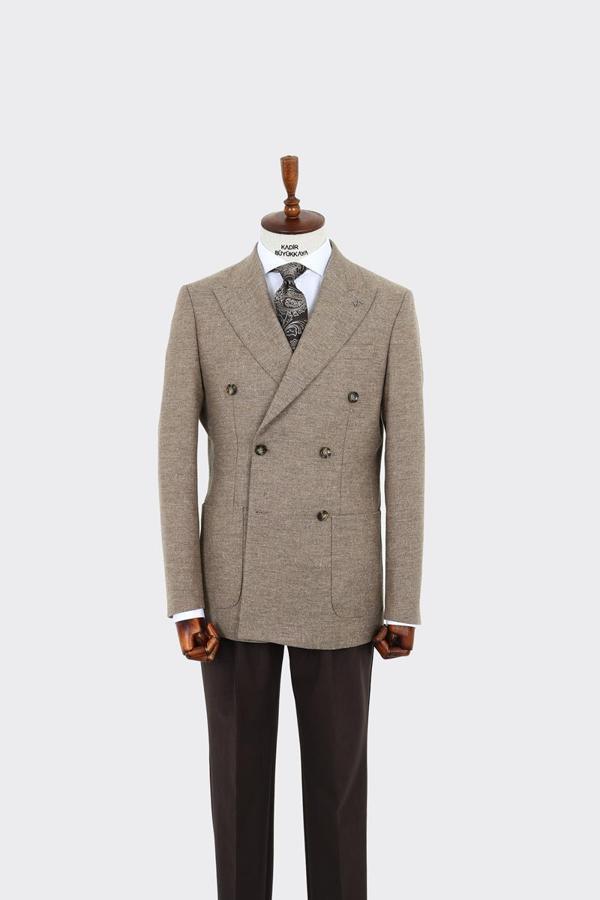 Modern Kesim Erkek Yün Ceket - Kruvaze Model-KAW5235W - Image 1