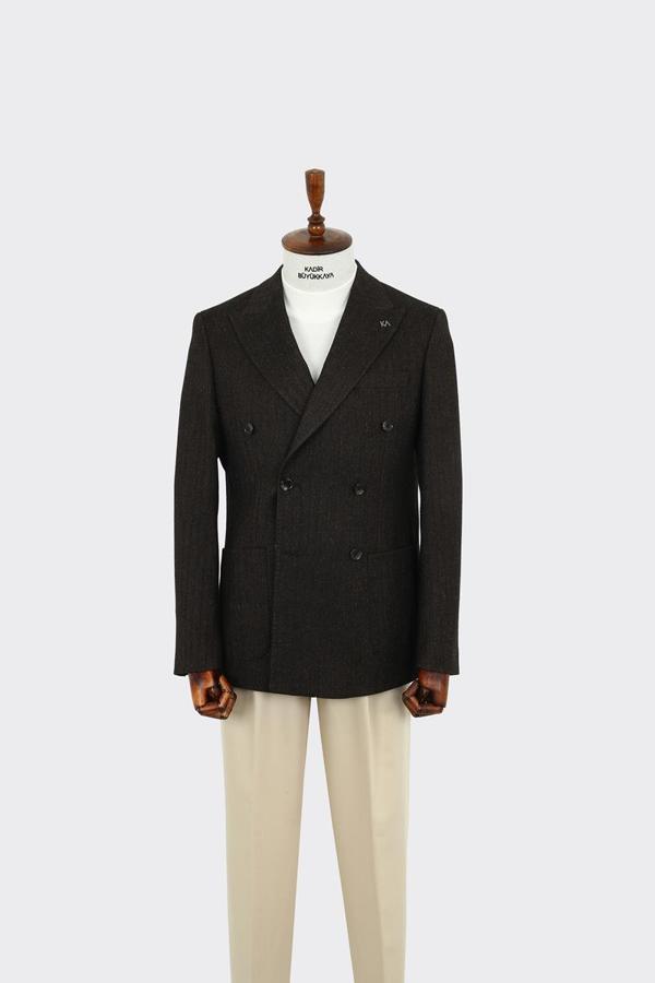 Modern Kesim Erkek Yün Ceket - Kruvaze Model-KAW5235W - Image 1