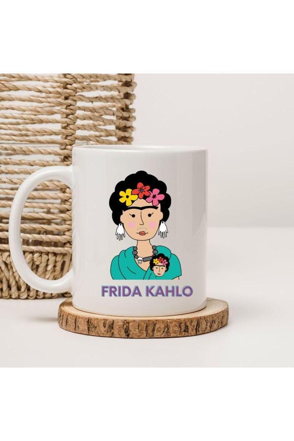 Kubdekor Frida Kahlo Sanatçı Portre Baskılı Kupa Bardak - Image 1