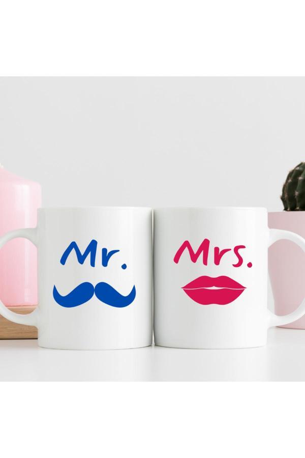 Kubdekor Mr. & Mrs. Yazılı Kupa Sevgiliye Hediye Kupa - Image 1