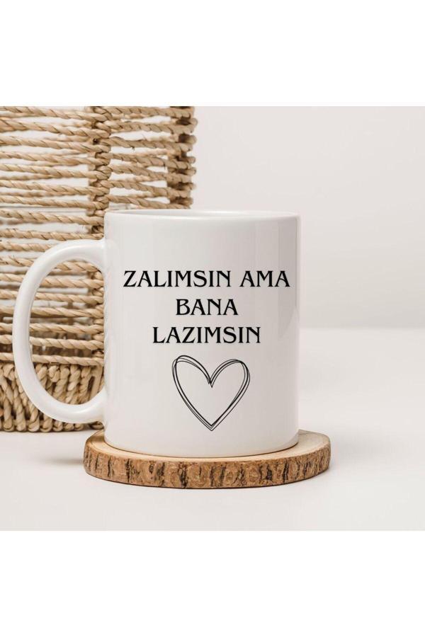 Kubdekor Zalımsın Ama Bana Lazımsın Yazılı Kupa Bardak - Image 1