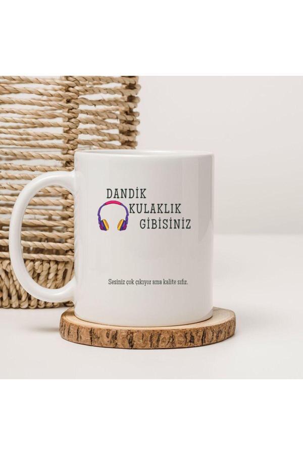Kubdekor Dandik Kulaklık Gibisiniz Yazılı İllüstratif Baskı Kupa Bardak - Image 1