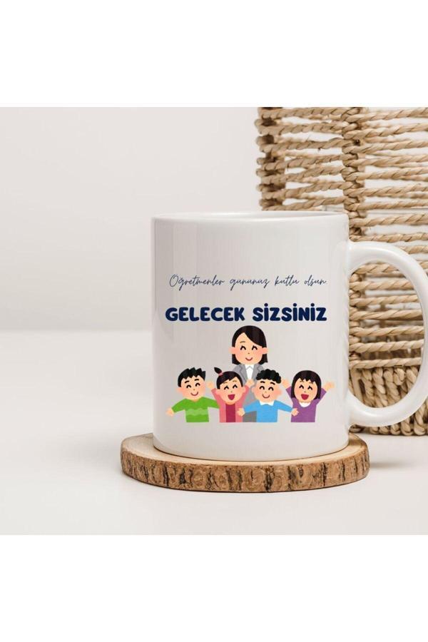 Kubdekor Öğretmenler Gününüz Kutlu Olsun Gelecek Sizsiniz Baskılı Yazılı Öğretmenler Hediye Kupa Bardak - Image 1