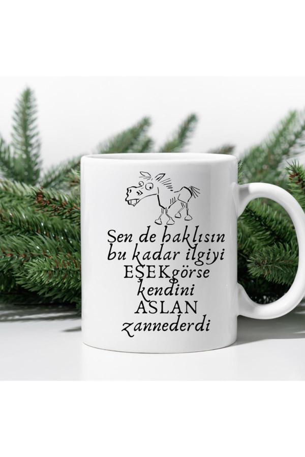 Kubdekor Sen de Haklısın Bu Kadar İlgiyi Eşek Görse Kendini Aslan Zannederdi Baskılı Kupa Bardak - Image 1